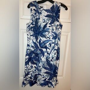 TABLOTS SLEEVELESS SHEATH DRESS RUFFLE HEM SIZE 10 TROPICAL BLUE SIZE 10P NWT